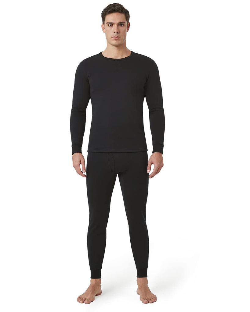 Теплый утепленный верх и низ для холодной погоды, подкладка из начеса, черный плотный верх и низ [LAPASA], нижняя одежда, нижнее белье, утеплитель, комплект, [4.