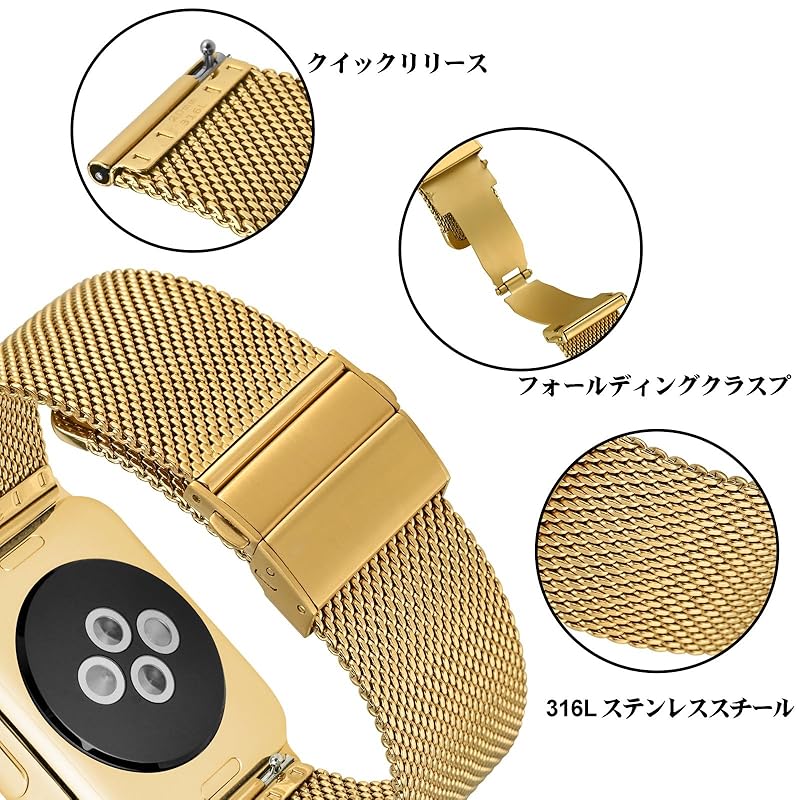 [ANNEFIT] металлический ремешок для часов 22 мм, сетчатый ремешок для часов из нержавеющей стали 316L, сменный ремень с быстросъемным креплением, золотистый