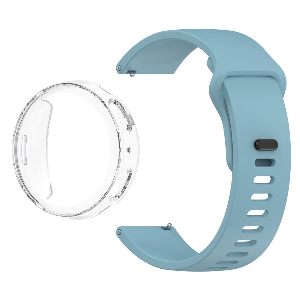 Smooth Silicone Watch Band & TPU Full Cover Soft Case for Amazfit Active Max Secure Buckle Sport Strap Set