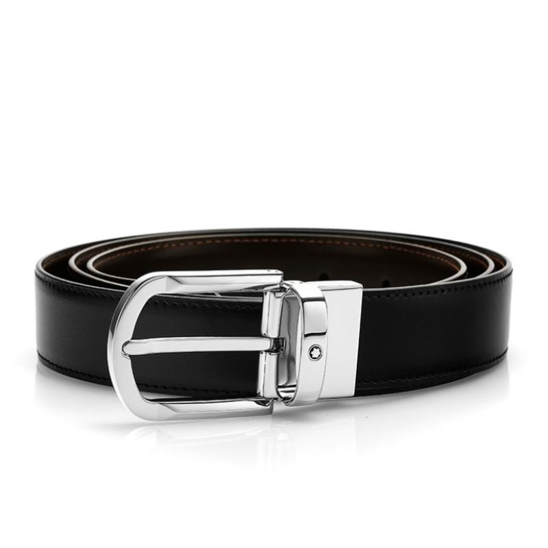 Montblanc Пряжка-кольцо Черно-коричневый двусторонний ремень 111080