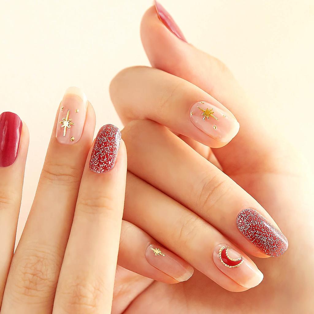 Гламурные наклейки для ногтей с ракушками и глиттером 24 шт. | Самоклеящиеся полоски, Смелый шик, Быстрый 5-минутный маникюр