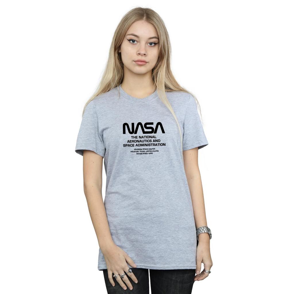NASA Womens/Ladies Worm Blurb Cotton Boyfriend T-Shirt