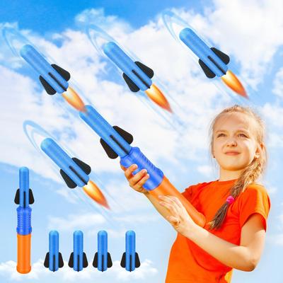 Игровой набор «Пусковая установка для пенных ракет» для детей, подарки на день рождения для игр на открытом воздухе – 3 мягкие ракеты на пусковую установку, дальность полета до 50 футов
