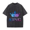 Colorful Galaxy Crown King Vintage Distressed Loose Streetwear Tops For Campus Days
