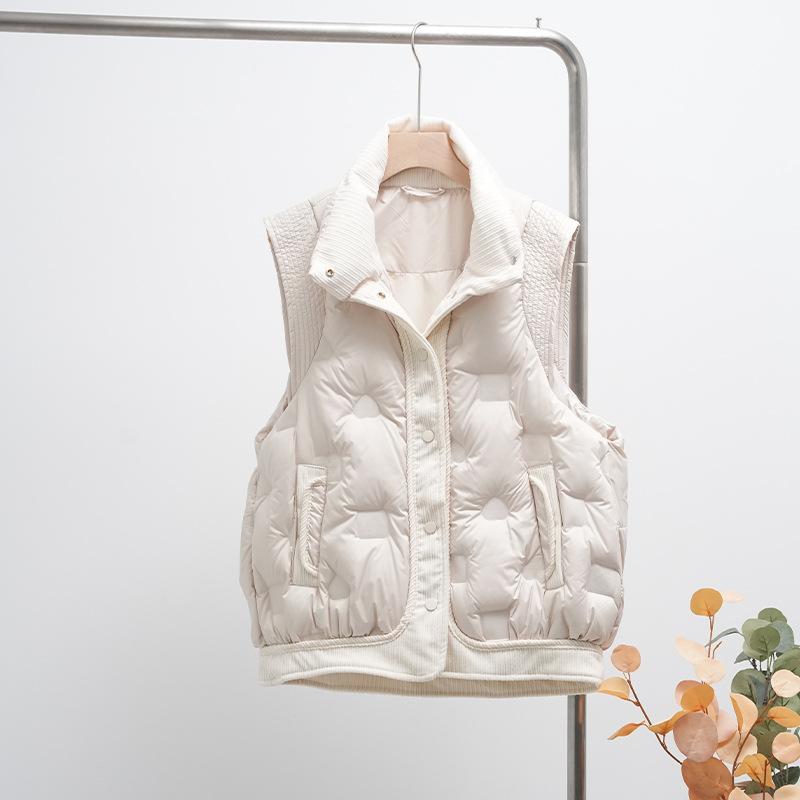 2024 Autumn and Winter New Down Stand-up Collar Vest Fashion Versatile Top Casual Pressure Glue Warm Vest Tide