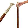 Engraved Brass Handle Walking Stick with Comfortable Wooden 3-Piece Walking Cane for Hiking, Costumes, and Durability