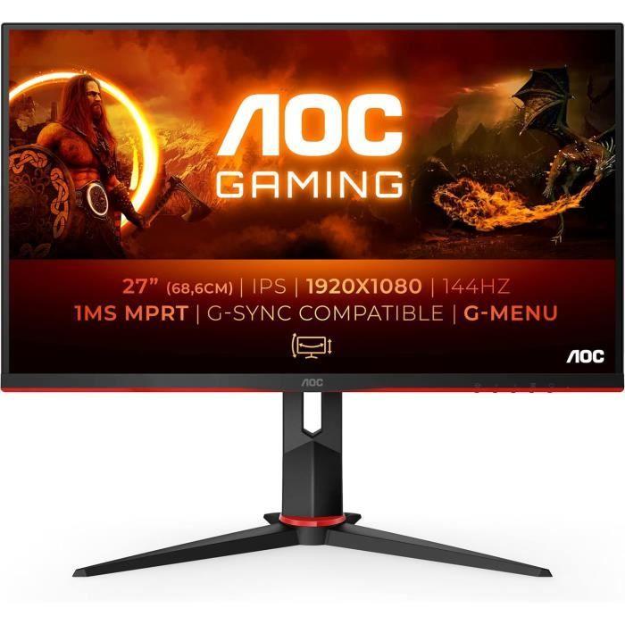 AOC Gaming 27G2 - Moniteur FHD 27 Pouces,144 Hz,1 ms,HDMI,DisplayPort,Free-Sync Noir/rouge