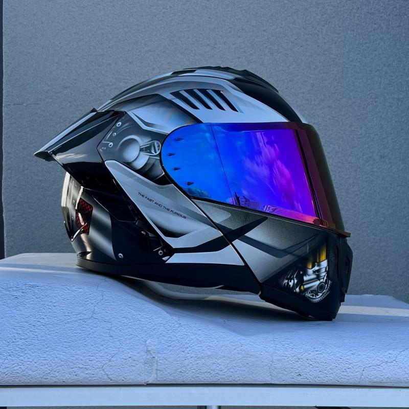 Flip-Up Motorcycle Helmet With Dual Visors ABS Full Face Men Women Scooter Riders