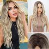 Синтетический длинный волнистый парик от блондинки до темного цвета, наращивание термостойкого волокна, парики для женщин, ежедневное вечерние использование