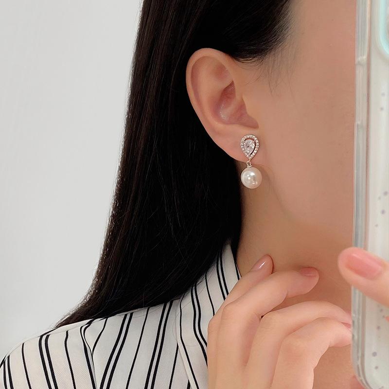 Серьги с каплями воды и жемчугом, легкие, роскошные, милые, нишевые, изысканные, темпераментные, богиня, отверстие для уха