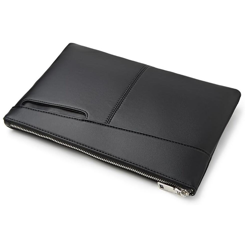 Casual Men's Clutch Bag Black PU Leather 25x2x17 cm Stylish Organizer for Essentials