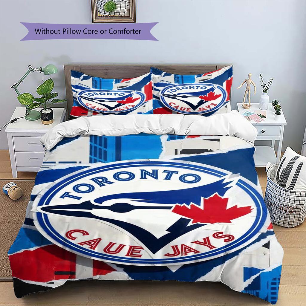 Постельное белье с узором Toronto Blue Jays Комплект Пододеяльник Наволочка Домашний Декор Подарок (1 пододеяльник + 2 наволочки, без наполнителя)