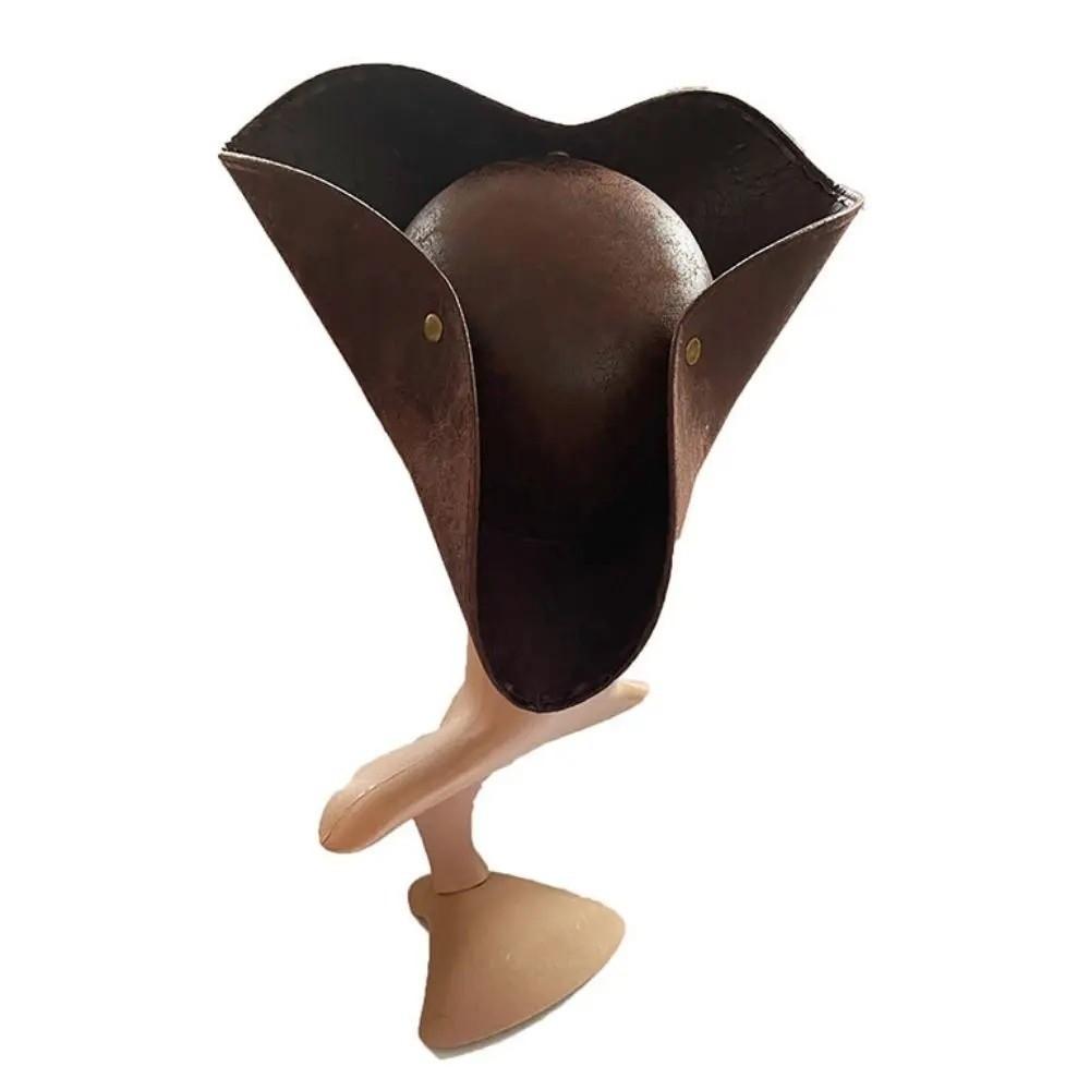 Jack Hat Captain Hat Faux Leather Adult Tricorn Hat Funny Cosplay Pirate Hat Women