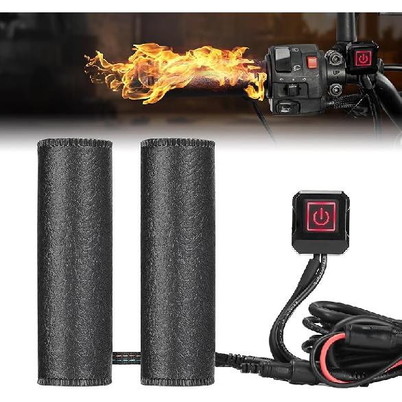 KEMIMOTO Heated Motorcycle Grip Pads, IP67 Waterproof, Universal For 12V ATV Motorcycle Hand Grip With Temperature Adjustable & Fast Heating