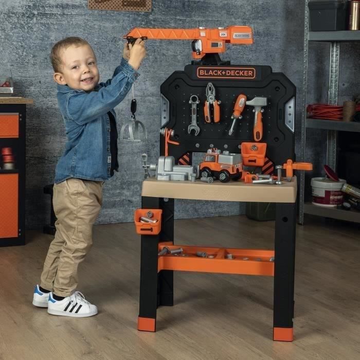SMOBY - Black+Decker - Etabli Bricolo Builder - 87 Accessoires - Matière Recyclée - A Partir de 3 Ans - Fabrication Française