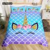 Girls Cute Unicorn Duvet Cover Set Cartoon Animal Bedding Set Microfiber Floral Star Quilt Cover Twin King For Kids Teens Room