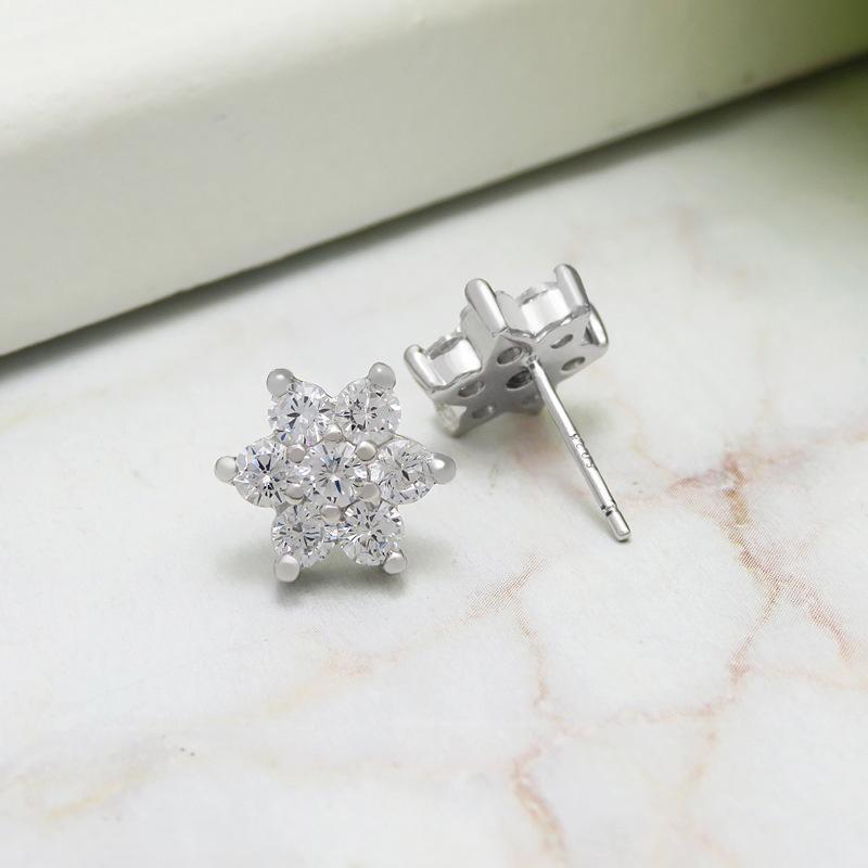 Элегантные универсальные серьги-снежинки, модные серьги-звезды с цирконами, ювелирные изделия из стерлингового серебра для женщин