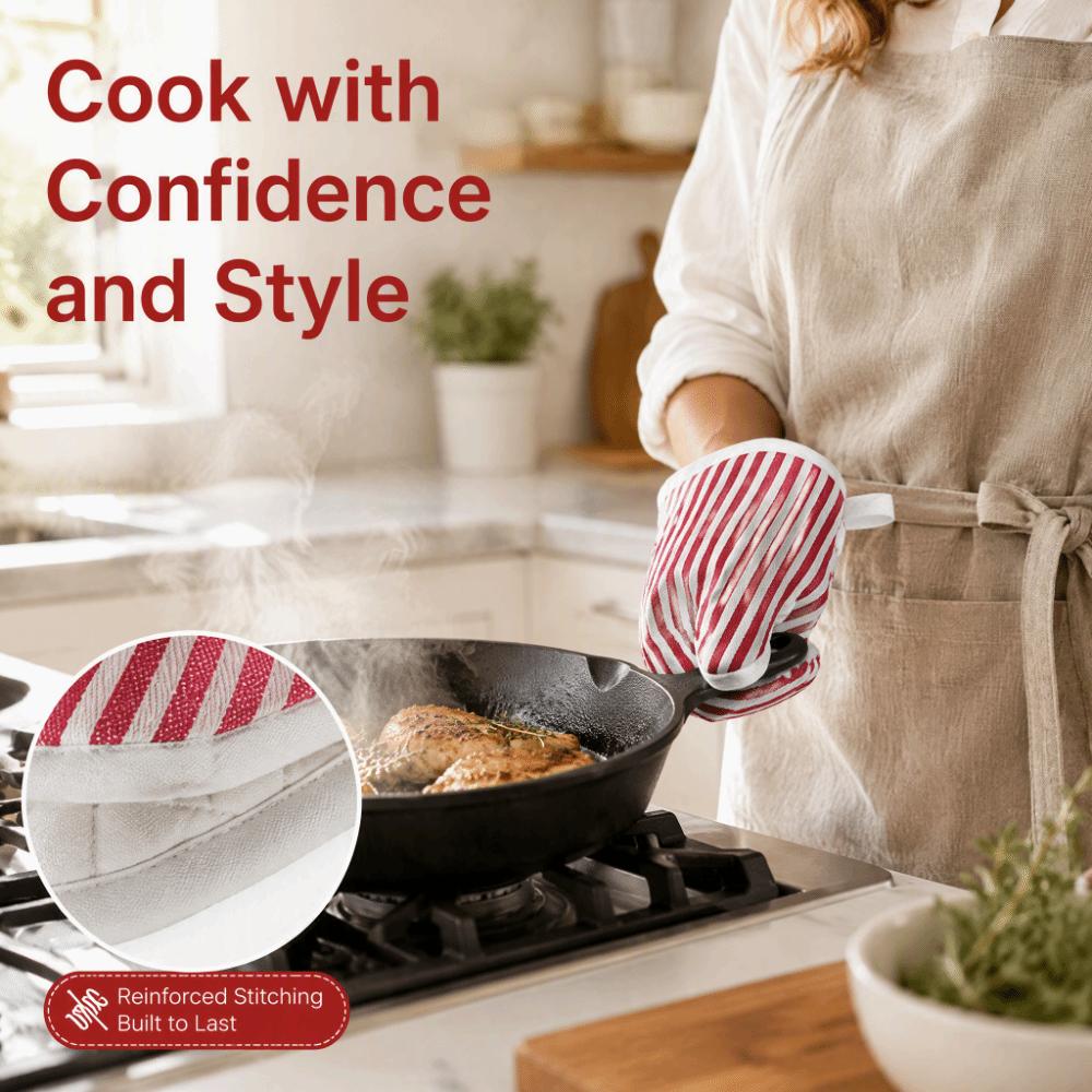 2PCS Mini Kitchen Oven Glove Cotton Filling Baking Glove New Cooking Mitten Lid Handling
