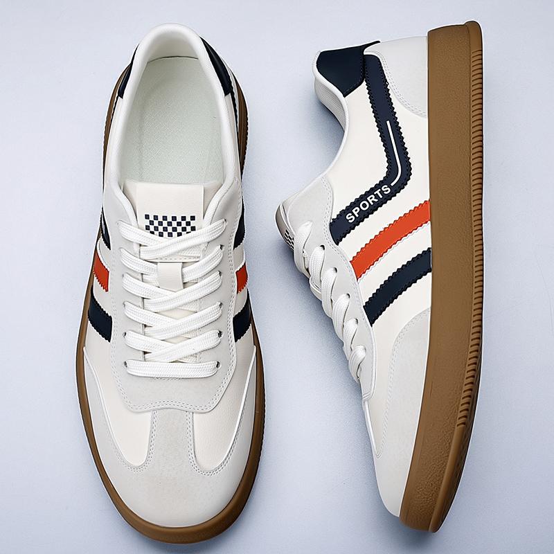 Fashion Men's Leather Walking Flats Male Daily Skate Shoes Comfortable Business Dress Sneakers Breathable Lace-up Outdoor Shoes