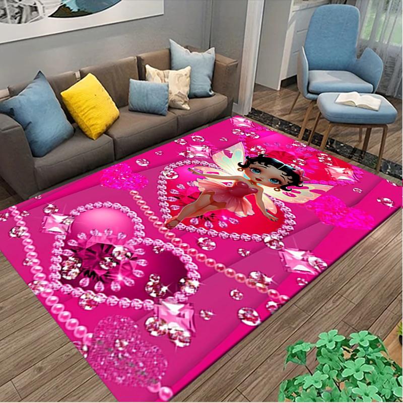 Betty Boop Print Area Rug, Multi-functional Office Chair Sofa Carpet, Easy Clean Carpet for Home and Living Spaces