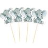 10pcs/set Elephant Cupcake Topper Pink/Blue Cake Toppers Paper Baby Shower Cakes Dessert Boy/Girl Birthday Parties Decoration