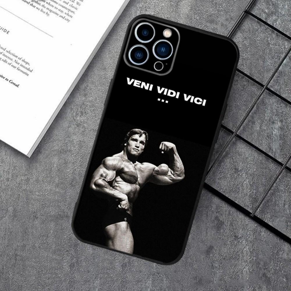 Arnold Schwarzenegger Fitness Phone Case For Apple iPhone 15,14,13,12,11,XS,XR,X,8,7,Pro,Max,Plus,mini Silicone Black Cover