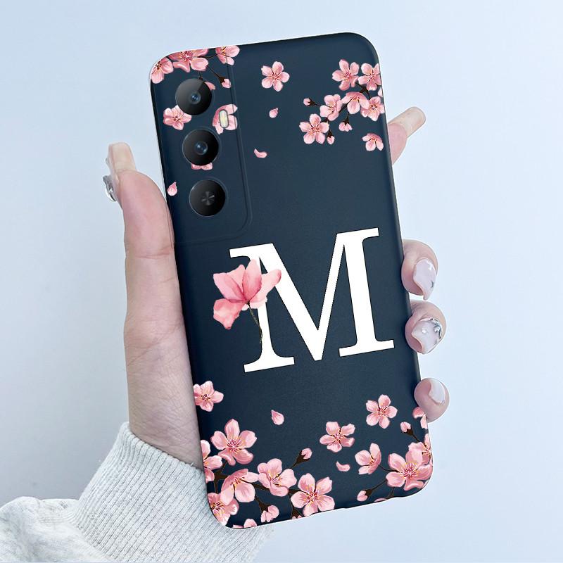 Чехол для Realme C65 4G Мягкий силикон Цветы Печать букв Защитная задняя крышка для Realme C 65 RealmeC65 RMX3910 Чехлы для телефона