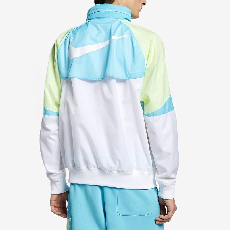 Nike Windbreaker Hooded Jacket With Logo Men Outerwear Blue White AR2210-101