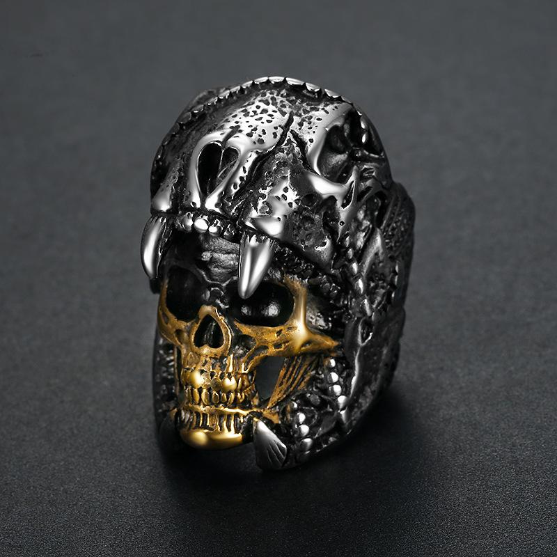 S925 Silver Ring Trendy Men's Northern Ghost Army Skull Men's Ring Series Skull Ring
