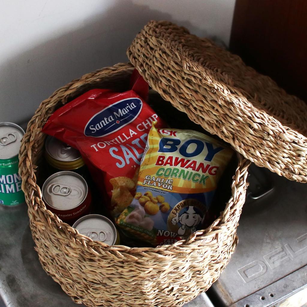 shesay Seagrass Basket with a simple and rustic basket made from natural perfect for storing small items or as a laundry Large size Lid, materials,