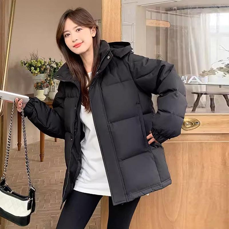Короткая куртка-пуховик женская зимняя 2024 года, новая утолщенная куртка с капюшоном в студенческом стиле для пары, белая куртка на утином пуху, большой размер