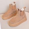 Кожаные зимние ботинки на толстой подошве для женщин, новые теплые и увеличивающие рост ботинки из хлопка-сигареты для женщин