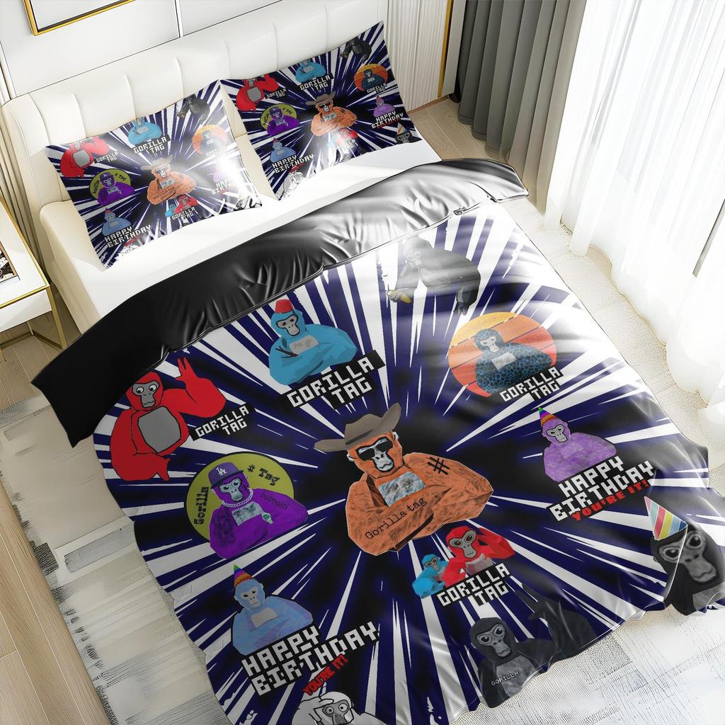 Игра Горилла Комплект постельного белья из трех предметов с 3D цифровой печатью Пододеяльник Покрывало