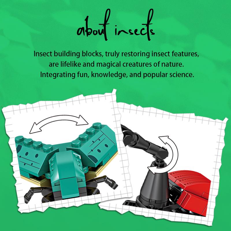 Мини Серия Насекомых Конструктор Кузнечик Единорог Скарабей Милое Маленькое Животное Сборочные Кирпичики Игрушки Детский Рождественский Подарок