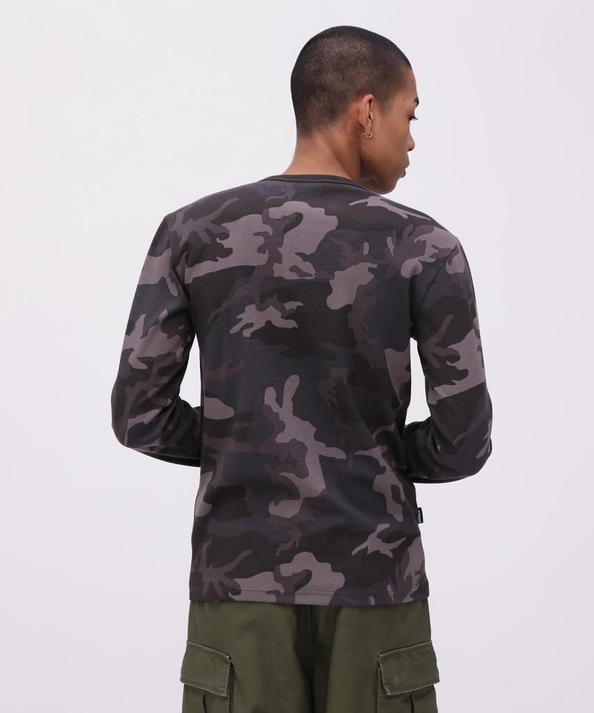 AVIREX Daily Rib Long Sleeve Crew Neck Camouflage Rib Crew Neck Long Sleeve for Daily Size Black 6153481 T-Shirt (Web Exclusive) T-Shirt Wear, Men's