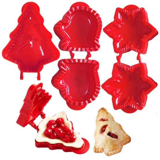 3 Pcs/Set Biscuit Molds Christmas Food Grade Different Shapes Non-stick Easy Release Dough Presser Pocket Hand Pie Molds Holiday Cooking Tool