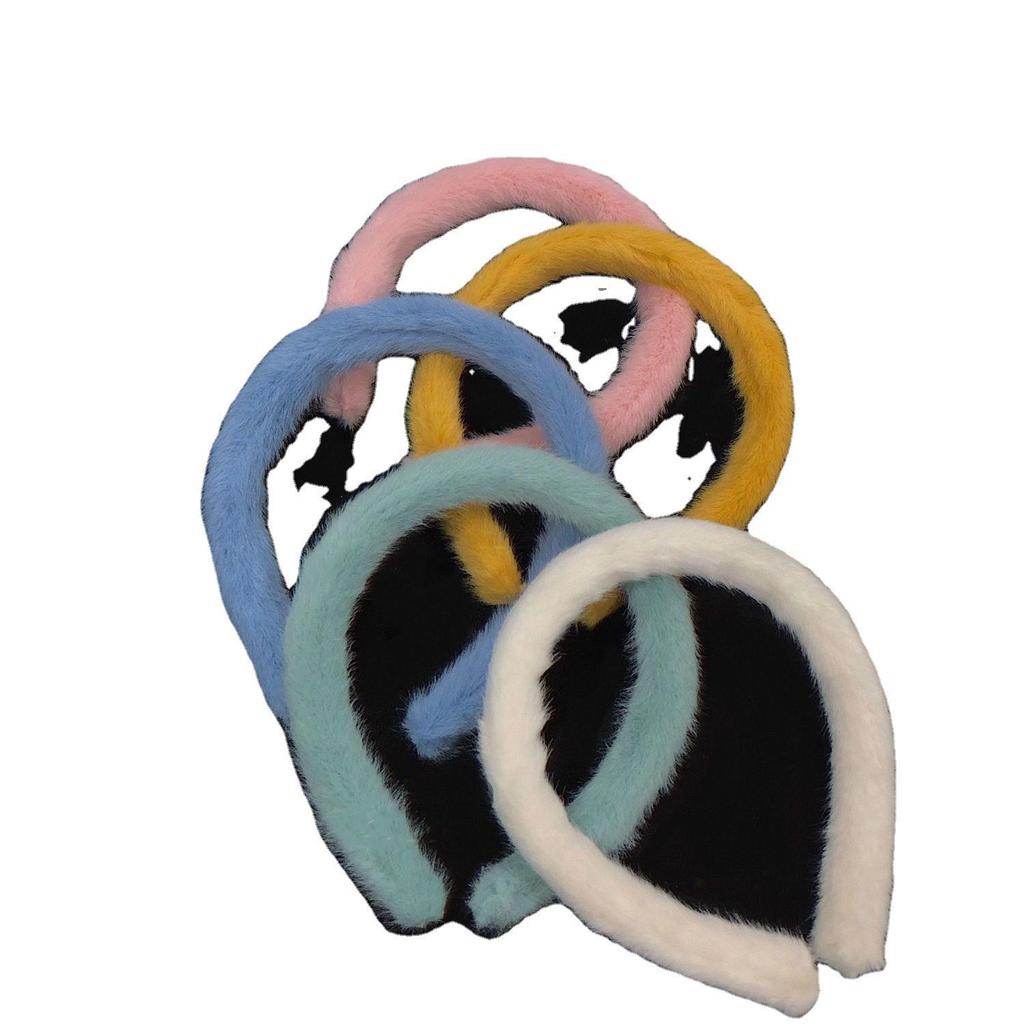 Корейская повязка на голову из искусственного кроличьего меха: Женская универсальная пушистая повязка на голову и заколка для прогулок или умывания лица