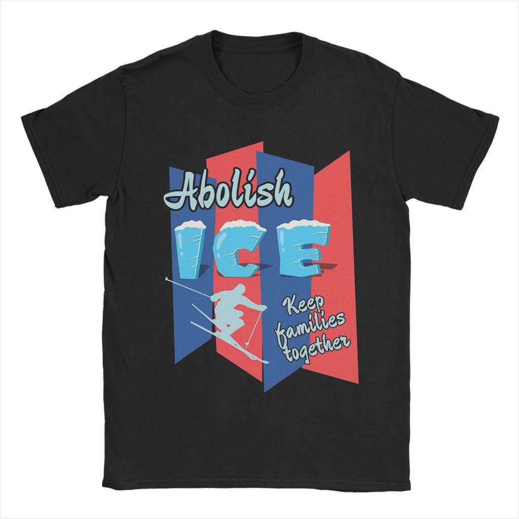 Abolish ICE Men T Shirt  Vintage Tees Short Sleeve Round Collar TShirt Pure Cotton 4XL 5XL Clothes