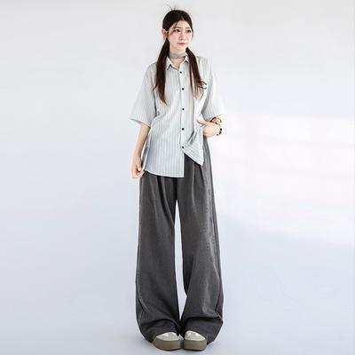 Трехмерные брюки-костюм с цветочным принтом для женщин на осень, прямые брюки с высокой посадкой, ниспадающие до пола, повседневные брюки широкого кроя, брюки для высоких