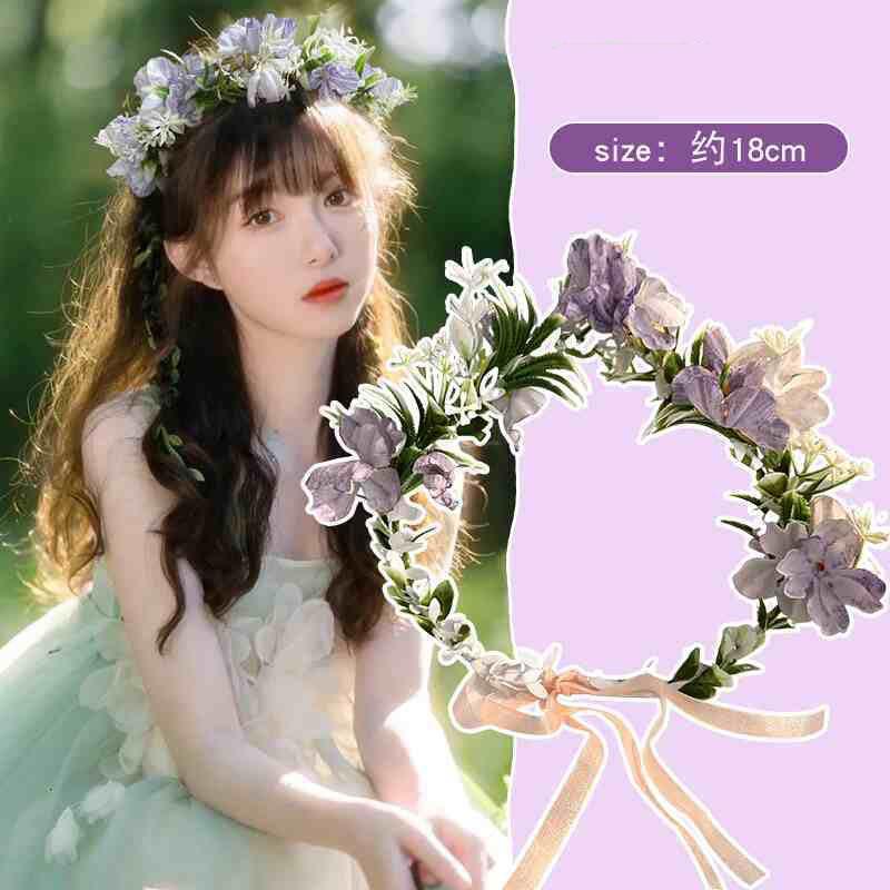 Flower Garland Headdress, Princess Forest Hair Headband, Flower Girl Dress, Wedding Headdress, High Beauty Headband, Hair Accessory