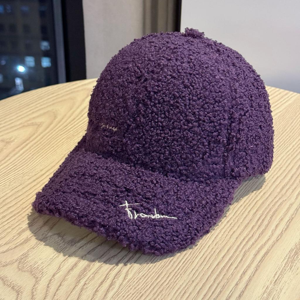 Новая бейсболка из овечьей шерсти с широкими полями для женщин, корейская версия, осенне-зимняя теплая, подчеркивающая лицо, маленькая, плюшевая, модная, универсальная кепка с козырьком