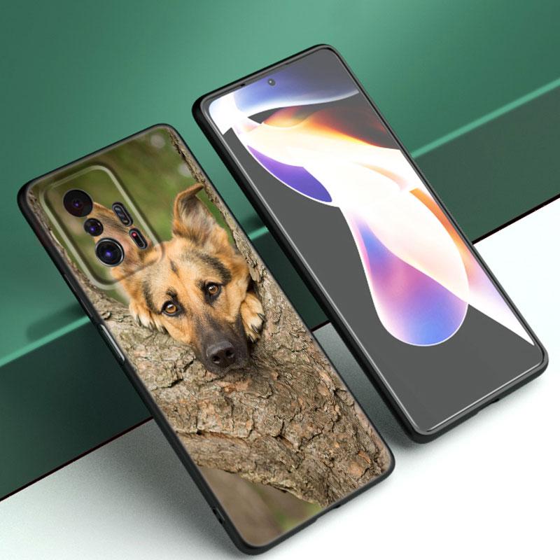 German Shepherd Dog Black Silicone Phone Case For Xiaomi Mi 9 SE 8 10 10T 11 12 13 Lite 9T 11T 12S 12T 13T 14 Pro 5G NE 11i 12X