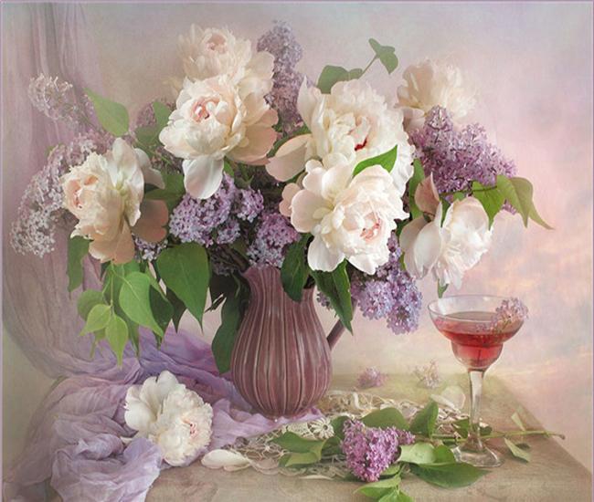 RUOPOTY Краска по номерам, цветок пиона, настенное искусство, уникальный подарок, ручная роспись на холсте, картина по номерам, уличный декор для детской комнаты