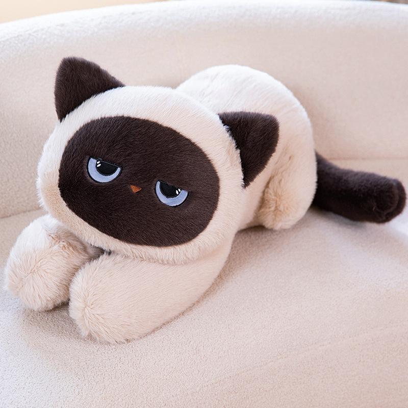 Plush Toy Ragdoll Cat Doll Kitten Sleeping On the Bed with Legs and Long Throw Pillow Children's Birthday Gift Doll Girl