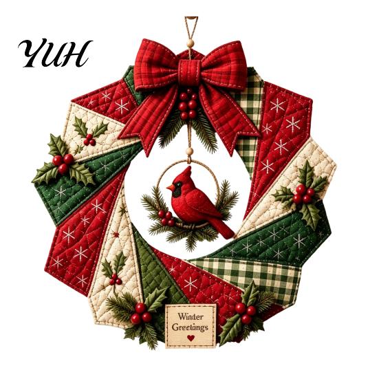 Christmas Wreath Making Kits DIY Patchwork Craft Kit, Sewing Seasonal Patterns, Creative Home Decor Projects Farmhouse Fabric Kit for Adults,