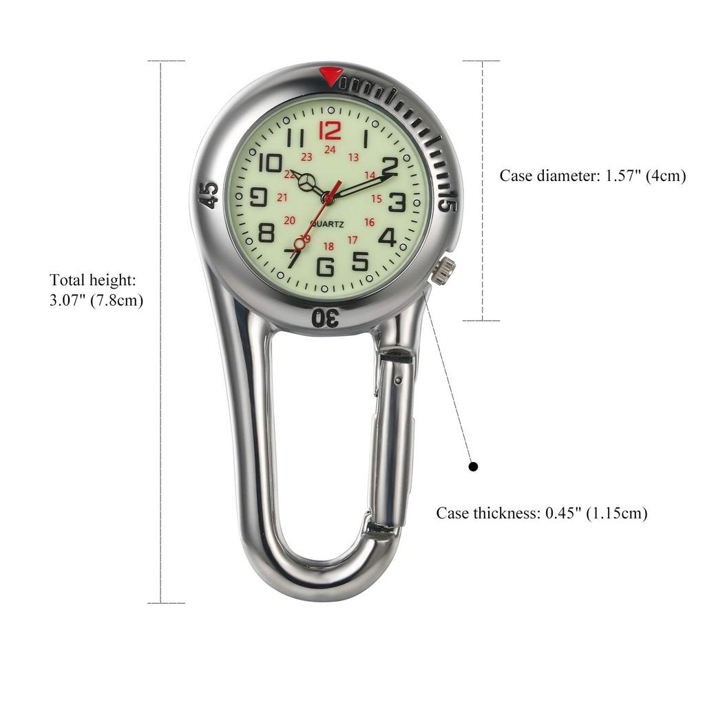 Lancardo Nurse Watch Pocket Watch Analog Luminous Carabiner Silver Men's Women's