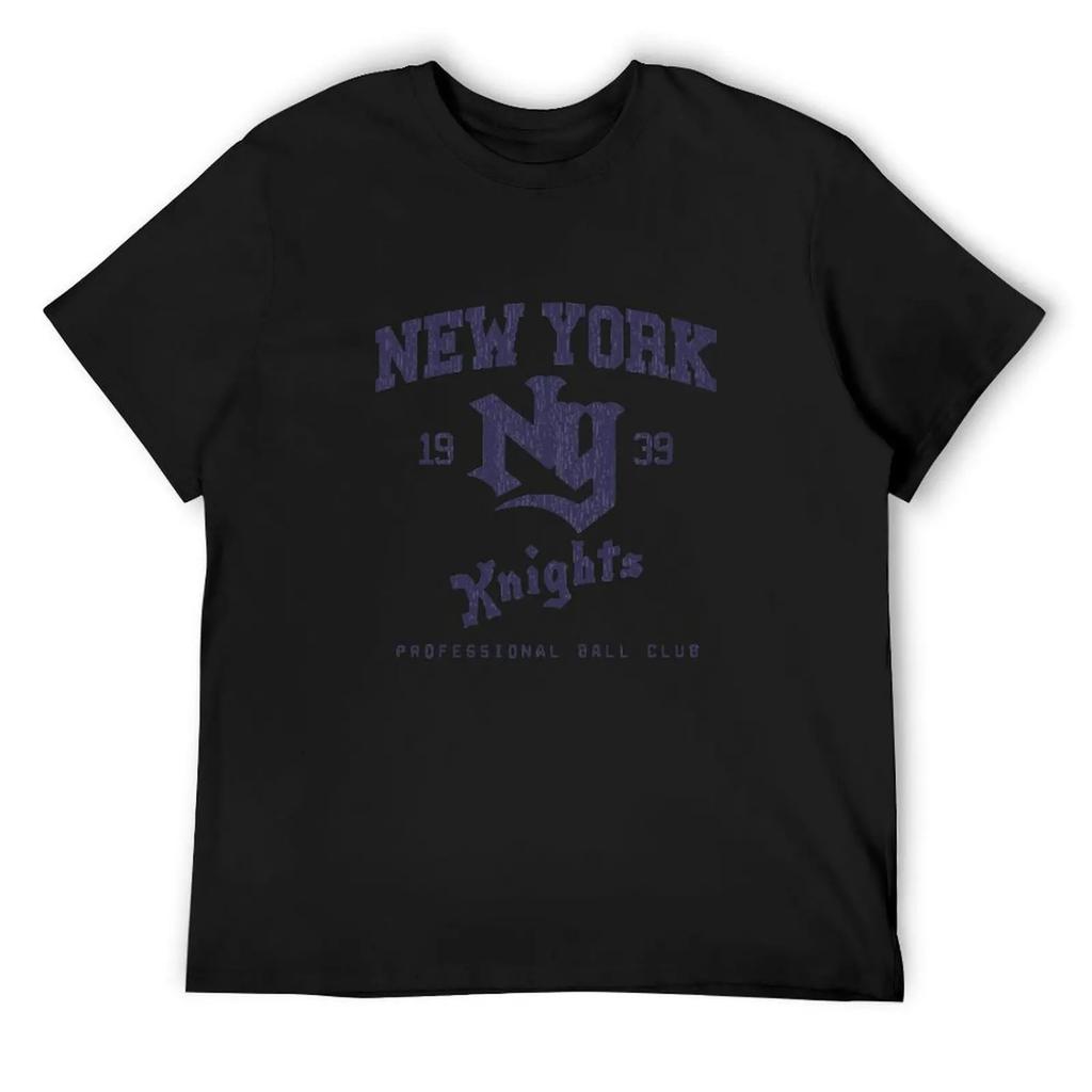 Натуральная футболка команды по бейсболу New York NY Knights, большие размеры, тяжелый хлопок, индивидуальный дизайн, мужская хлопковая футболка