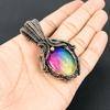 Rainbow Solar Quartz Gemstone Handmade Pure Copper Wire Wrapped Pendant Jewelry For Memorial
