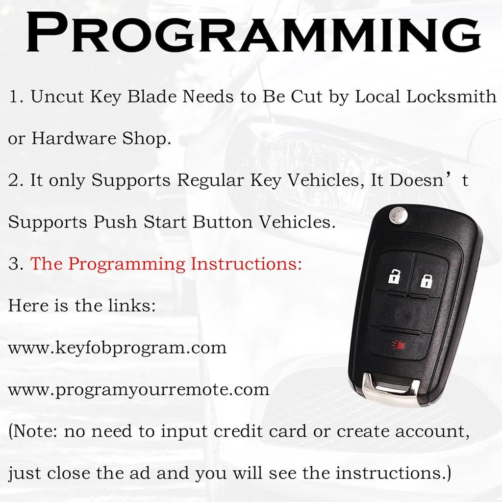 Keyless Entry Remote Control Key Fob Replacement Fits for GMC Terrain 2010- Chevy Equinox 2010- Sonic 2012-2017 Spark 2016-2017 Trax 2015-2018 Buick