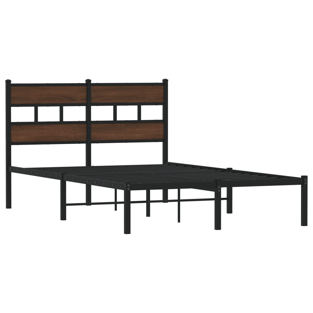 Bed Frame without Mattress with Headboard Brown Oak Look 120 x 190 cm